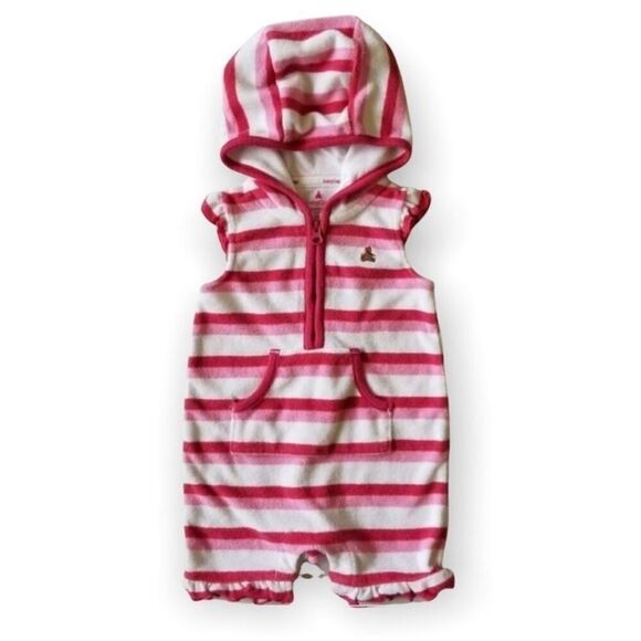 NWT Baby Gap French Terry Hoodie Hooded Striped Romper - Sz 3-6 mo - Picture 1 of 1